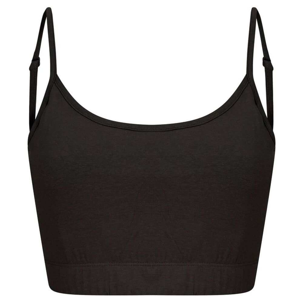 Skinni Fit Womens/Ladies Fashion Sustainable Adjustable Strap Crop Top / Black